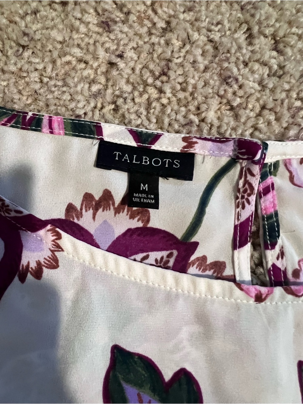 Floral Boatneck Blouse in White with Pink & purple Flowers - Picture 4 of 5